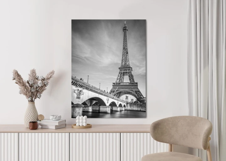 Plakat Czarno Biały Widok Na Pont D'iéna I Wieża Eiffla