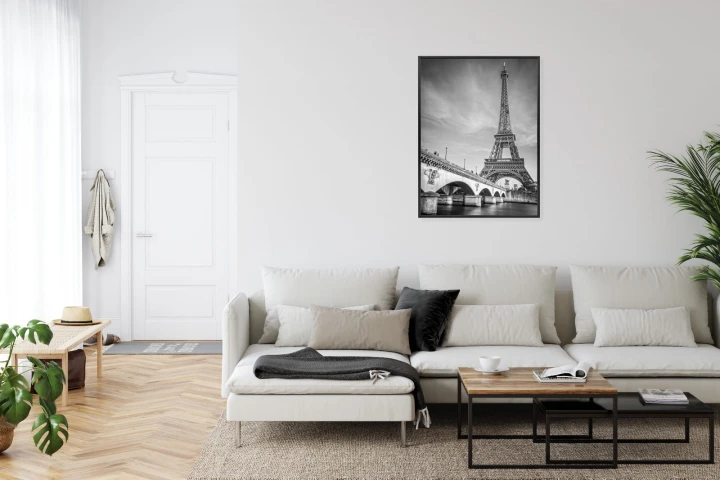 Plakat Czarno Biały Widok Na Pont D'iéna I Wieża Eiffla