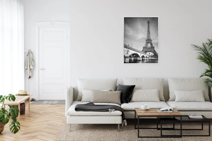 Plakat Czarno Biały Widok Na Pont D'iéna I Wieża Eiffla