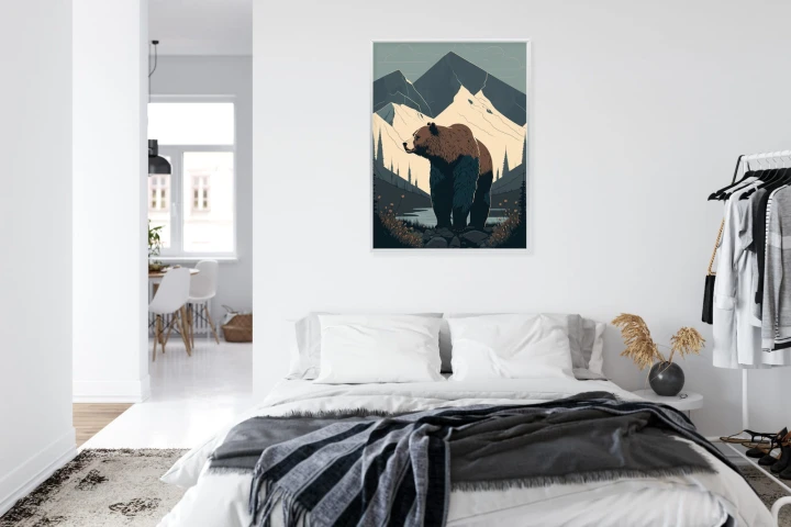 Plakat Niedźwiedź W Górach Na Ilustracji