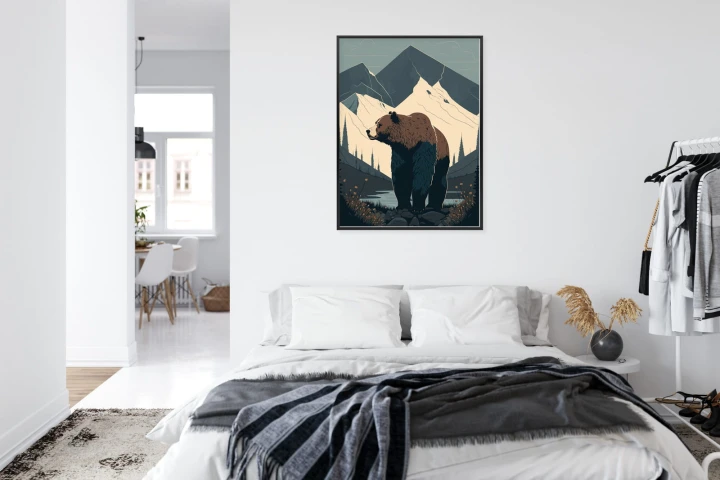 Plakat Niedźwiedź W Górach Na Ilustracji