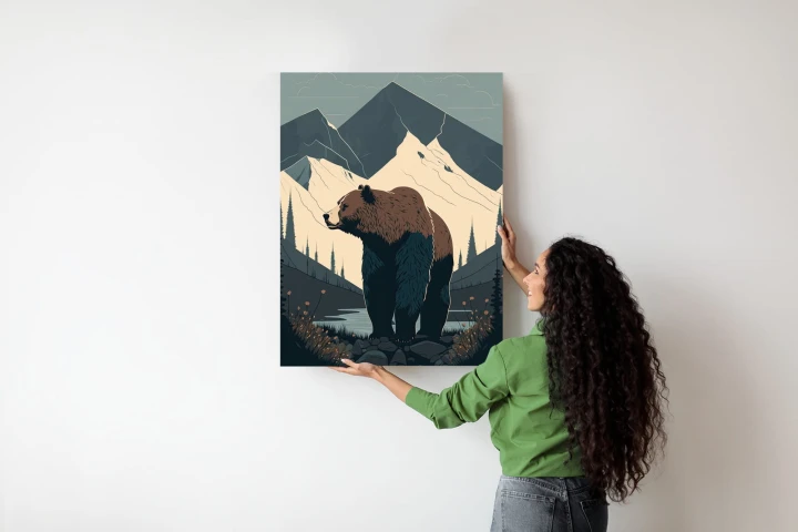 Plakat Niedźwiedź W Górach Na Ilustracji