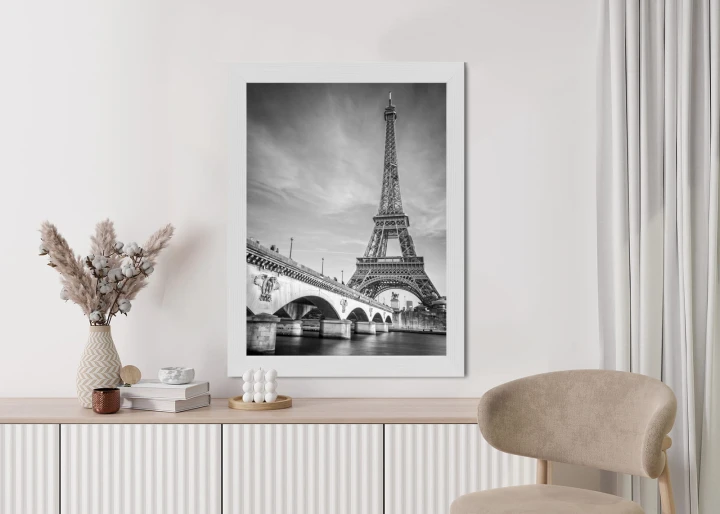 Plakat Czarno Biały Widok Na Pont D'iéna I Wieża Eiffla