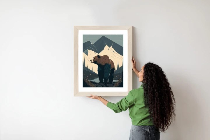 Plakat Niedźwiedź W Górach Na Ilustracji
