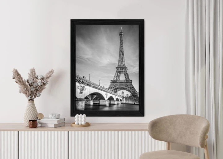 Plakat Czarno Biały Widok Na Pont D'iéna I Wieża Eiffla