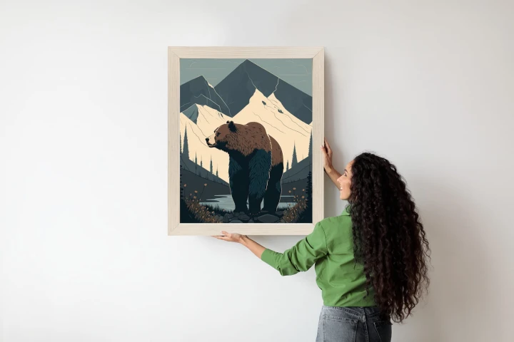 Plakat Niedźwiedź W Górach Na Ilustracji
