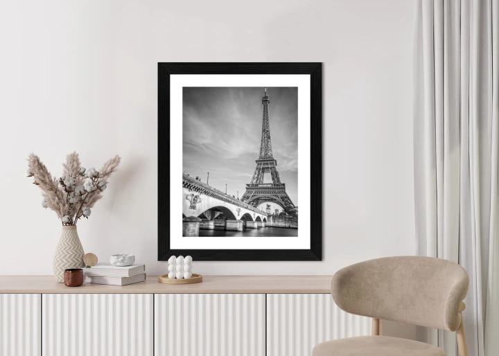 Plakat Czarno Biały Widok Na Pont D'iéna I Wieża Eiffla