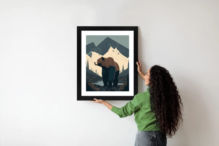Plakat Niedźwiedź W Górach Na Ilustracji