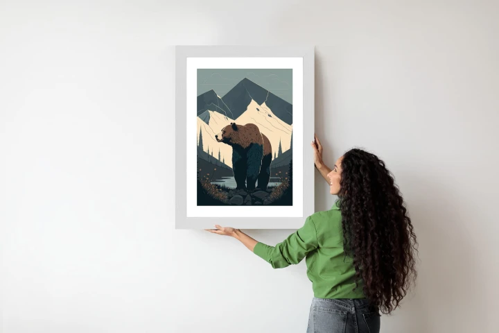 Plakat Niedźwiedź W Górach Na Ilustracji