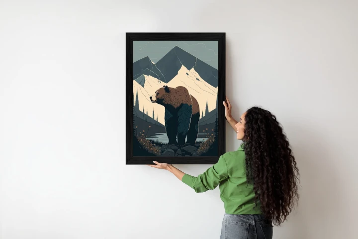 Plakat Niedźwiedź W Górach Na Ilustracji