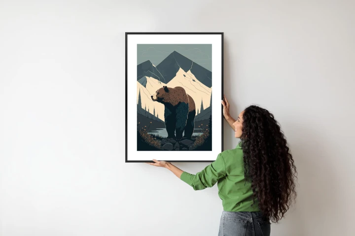 Plakat Niedźwiedź W Górach Na Ilustracji