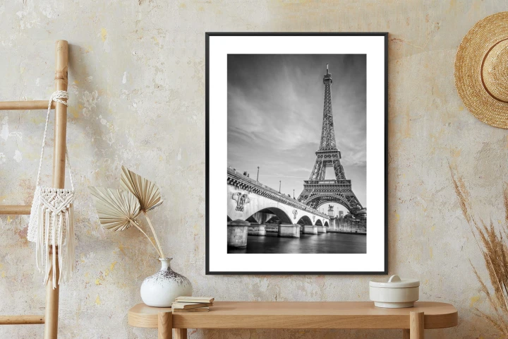Plakat Czarno Biały Widok Na Pont D'iéna I Wieża Eiffla