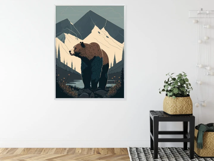 Plakat Niedźwiedź W Górach Na Ilustracji