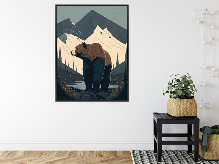 Plakat Niedźwiedź W Górach Na Ilustracji