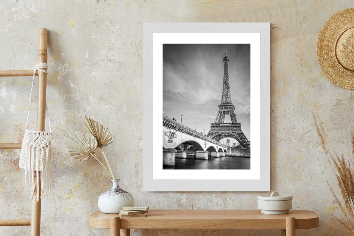 Plakat Czarno Biały Widok Na Pont D'iéna I Wieża Eiffla