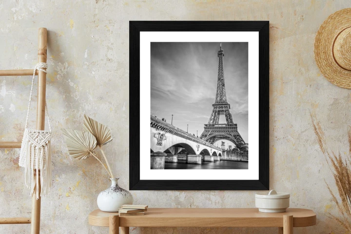 Plakat Czarno Biały Widok Na Pont D'iéna I Wieża Eiffla