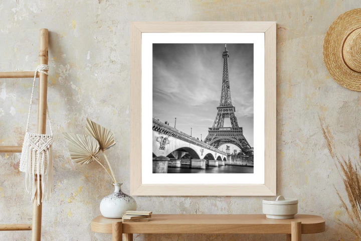 Plakat Czarno Biały Widok Na Pont D'iéna I Wieża Eiffla