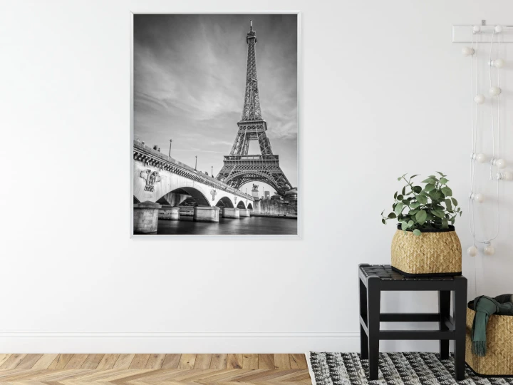 Plakat Czarno Biały Widok Na Pont D'iéna I Wieża Eiffla