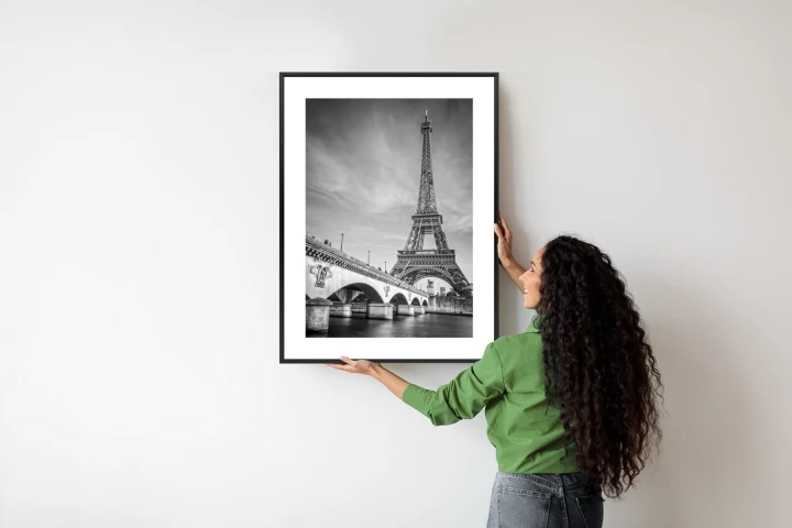 Plakat Czarno Biały Widok Na Pont D'iéna I Wieża Eiffla