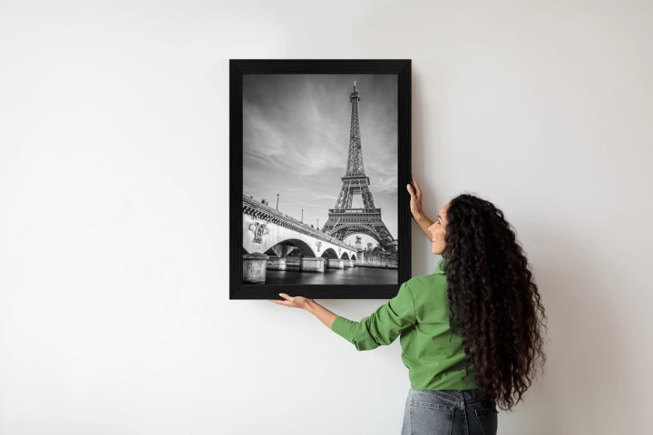 Plakat Czarno Biały Widok Na Pont D'iéna I Wieża Eiffla