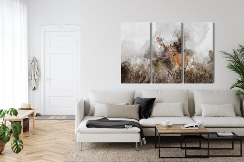 Obraz Wieloczęściowy Jeleń Malowany Akwarelą 3D