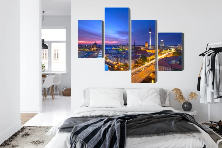 Obraz Wieloczęściowy Panorama Berlina O Zachodzie Słońca