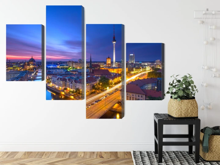 Obraz Wieloczęściowy Panorama Berlina O Zachodzie Słońca