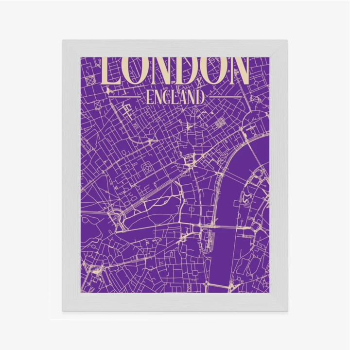 Plakat Centrum Londynu Na Fioletowej Mapie