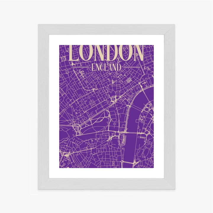 Plakat Centrum Londynu Na Fioletowej Mapie