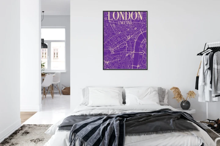 Plakat Centrum Londynu Na Fioletowej Mapie