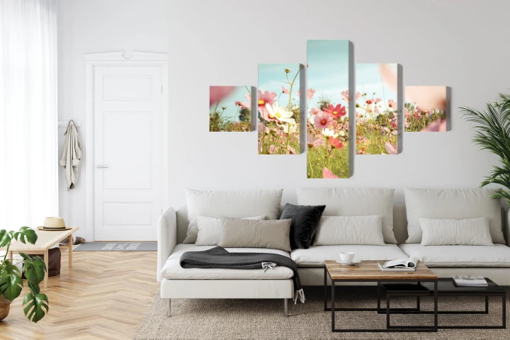 Obraz Wieloczęściowy Kwiaty Kosmosu W Ogrodzie