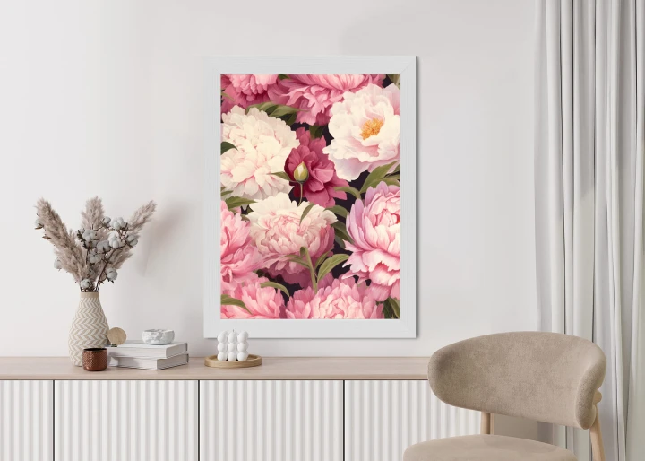 Plakat Różowe Piwonie Romantyczny Kwiatowy Wzór