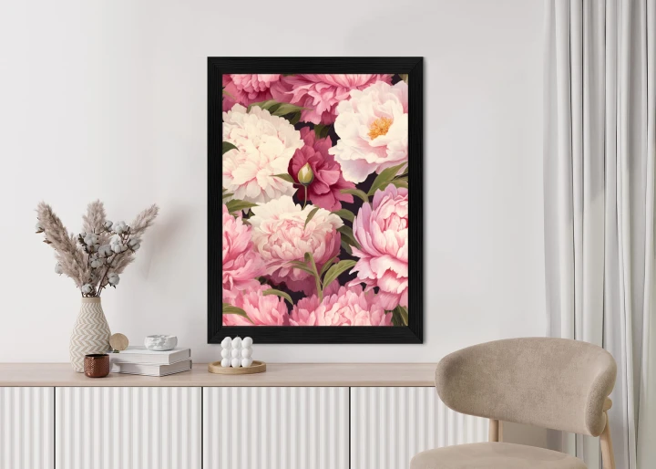 Plakat Różowe Piwonie Romantyczny Kwiatowy Wzór