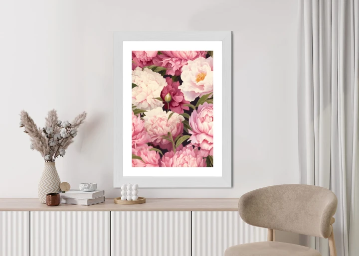 Plakat Różowe Piwonie Romantyczny Kwiatowy Wzór