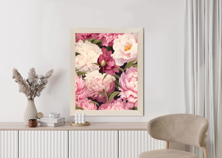 Plakat Różowe Piwonie Romantyczny Kwiatowy Wzór