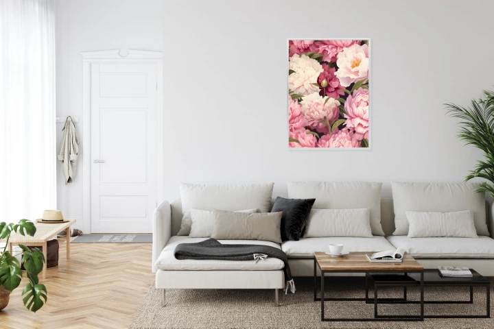 Plakat Różowe Piwonie Romantyczny Kwiatowy Wzór