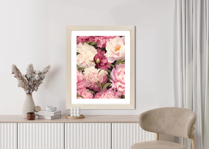 Plakat Różowe Piwonie Romantyczny Kwiatowy Wzór