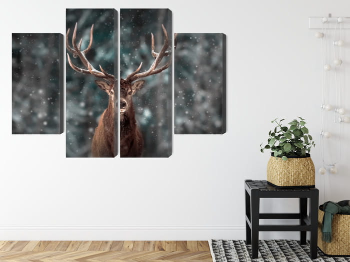 Obraz Wieloczęściowy Jeleń W Lesie 3D