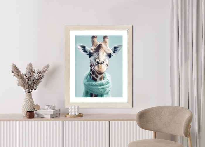 Plakat Żyrafa W Seledynowym Szaliku