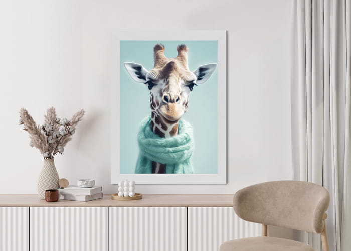 Plakat Żyrafa W Seledynowym Szaliku