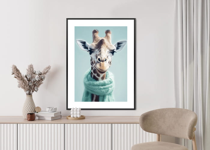 Plakat Żyrafa W Seledynowym Szaliku