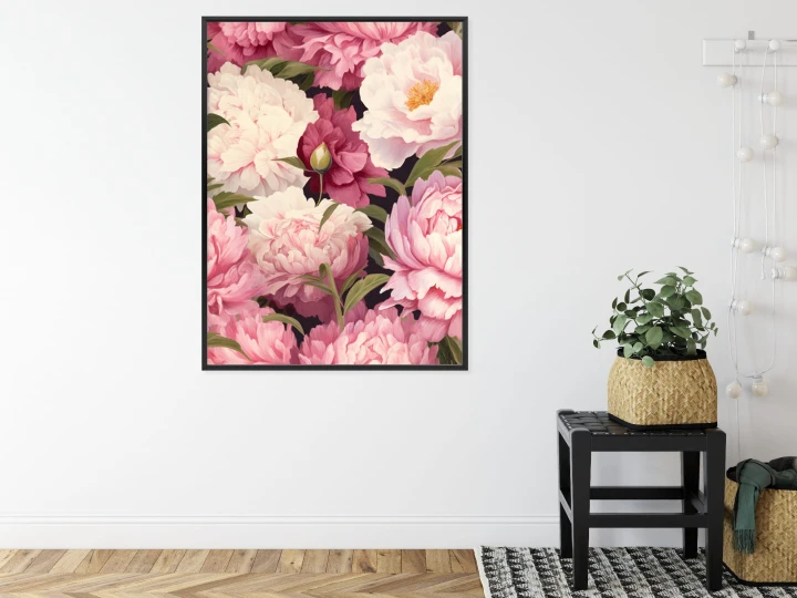 Plakat Różowe Piwonie Romantyczny Kwiatowy Wzór
