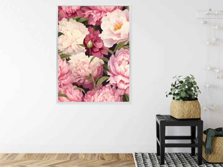 Plakat Różowe Piwonie Romantyczny Kwiatowy Wzór