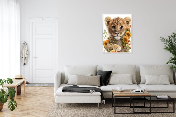 Plakat Portret Lwiątka W Kwiatach