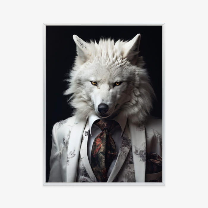 Plakat Biały Wilk W Srebrnym Garniturze