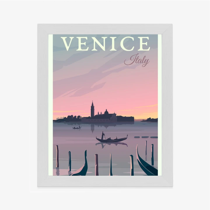 Plakat Zachód Słońca W Wenecji Z Gondolami