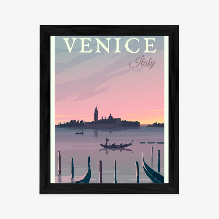 Plakat Zachód Słońca W Wenecji Z Gondolami