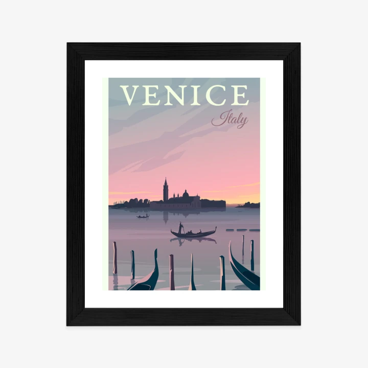 Plakat Zachód Słońca W Wenecji Z Gondolami