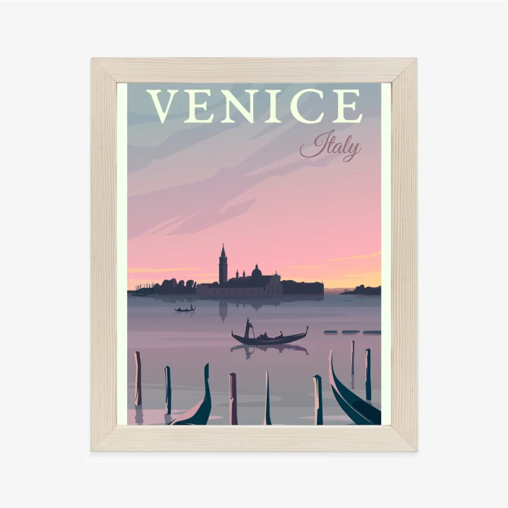 Plakat Zachód Słońca W Wenecji Z Gondolami