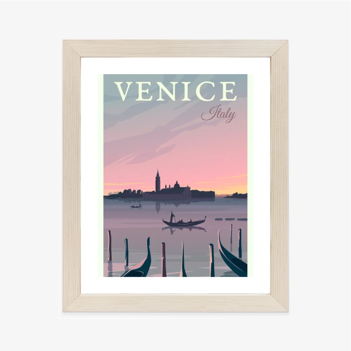 Plakat Zachód Słońca W Wenecji Z Gondolami